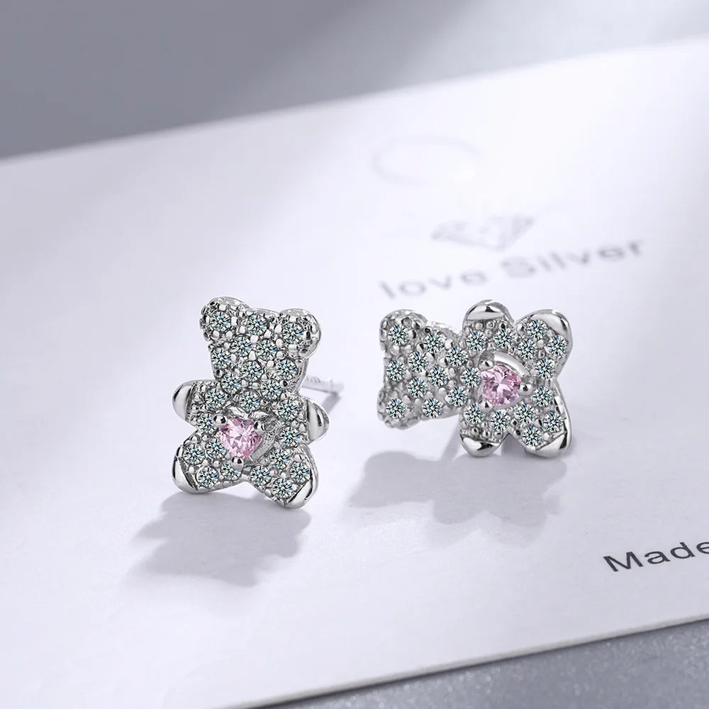Silver Needle Cartoon Earrings