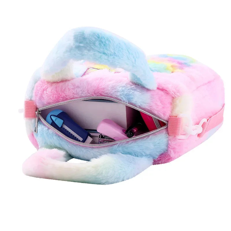 Cartoon Embroidered Plush Crossbody Bag