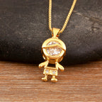 Son Daughter Zircon Pendant Necklace
