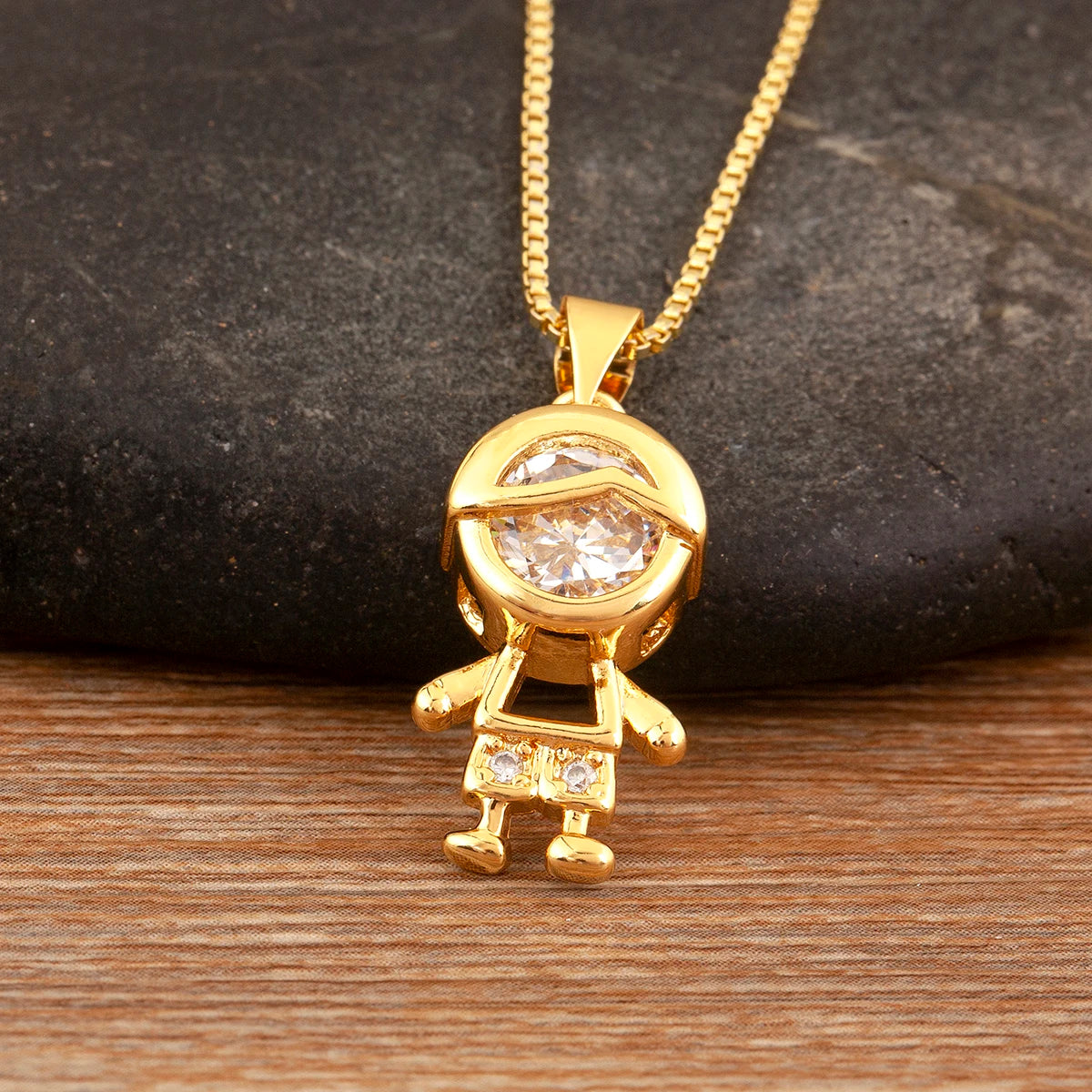 Son Daughter Zircon Pendant Necklace