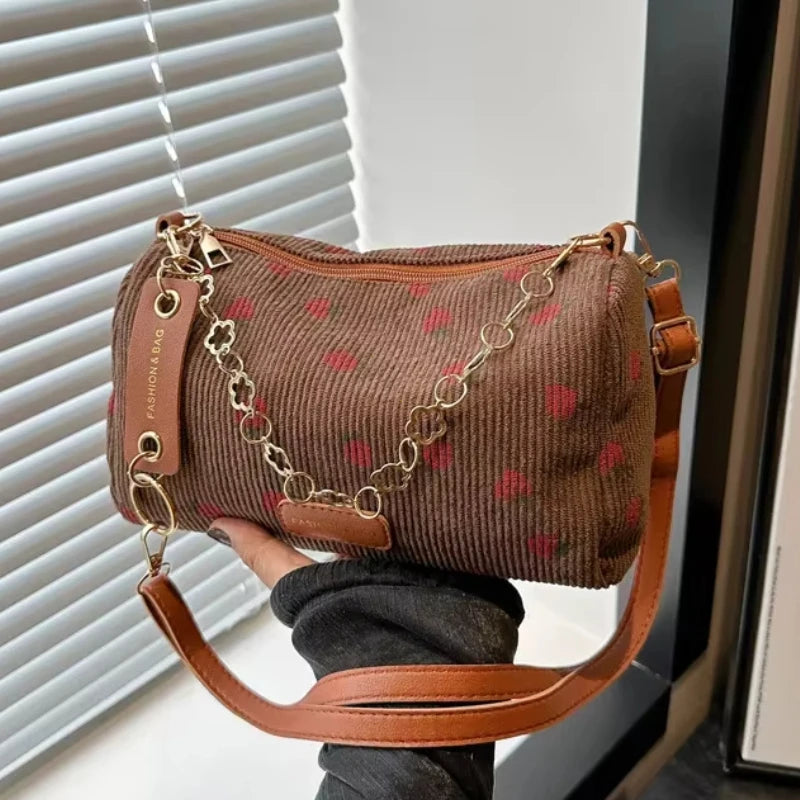 Corduroy Half-Moon Shoulder Bag