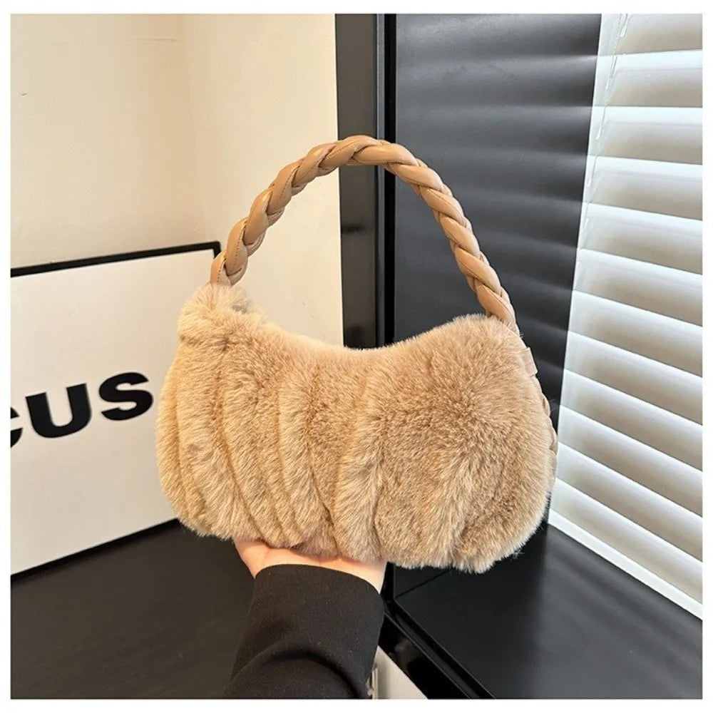 Plush Zip Hobo Shoulder Bag