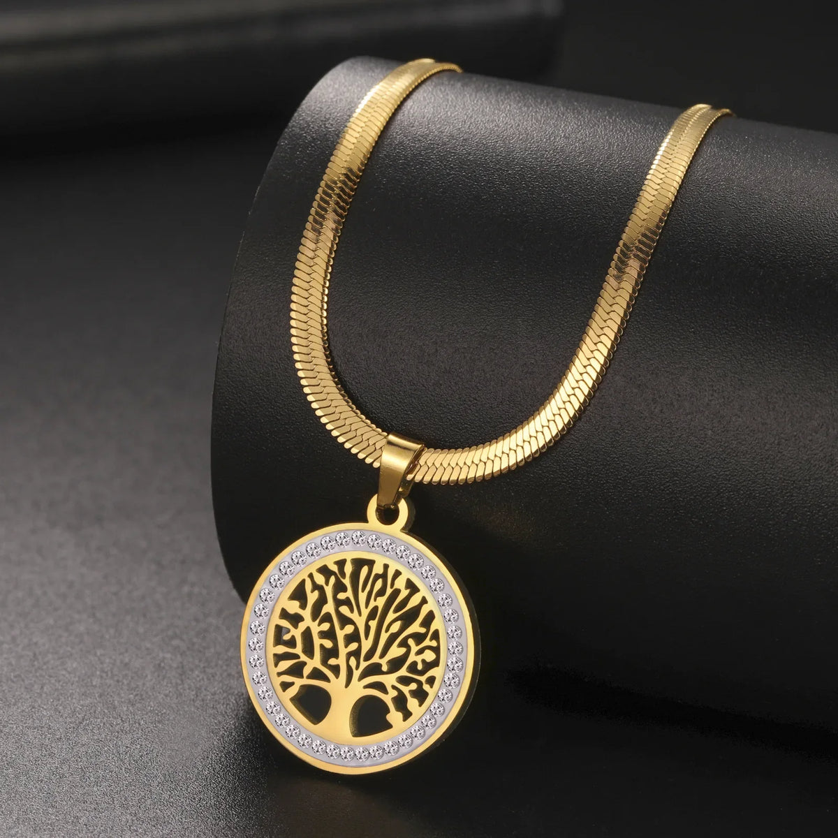 Tree Life Rhinestone Pendant Necklace