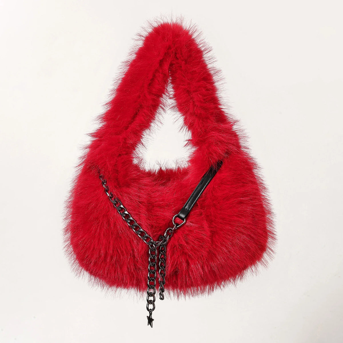 Faux Fur Chain Handbag