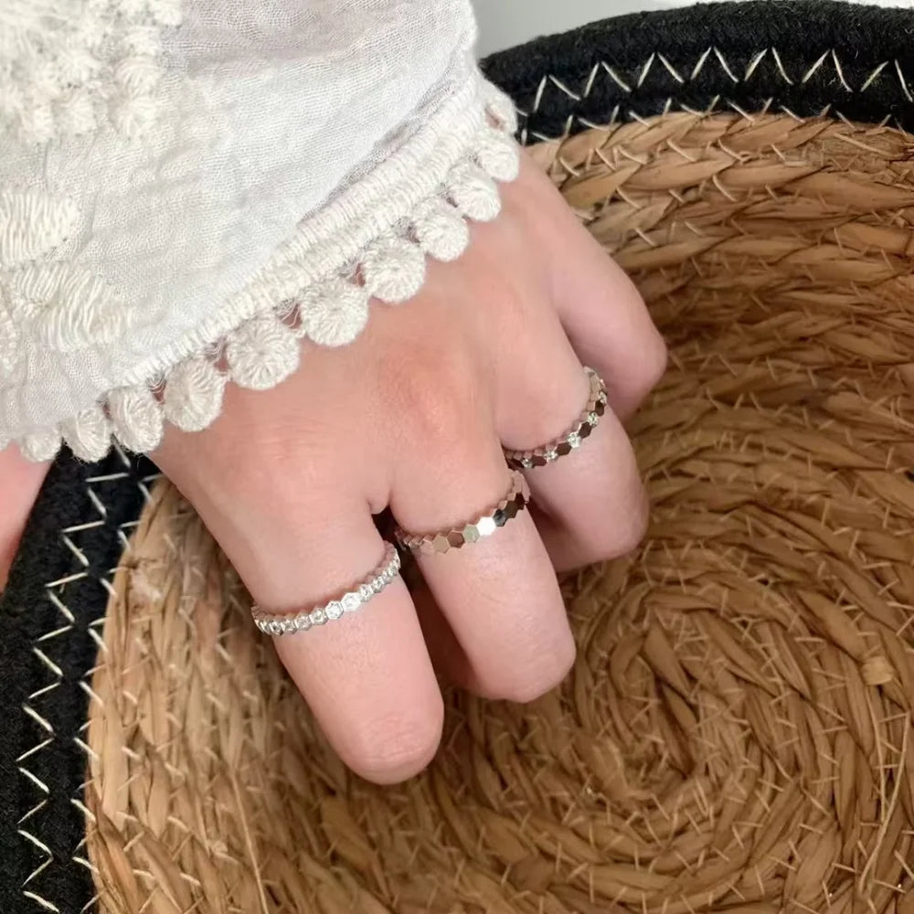 Silver Plated Hexagonal Ring