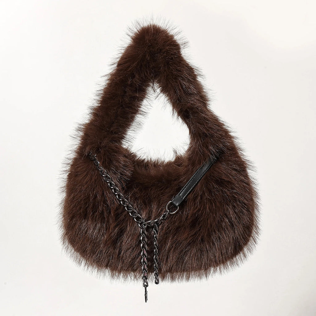 Faux Fur Chain Handbag