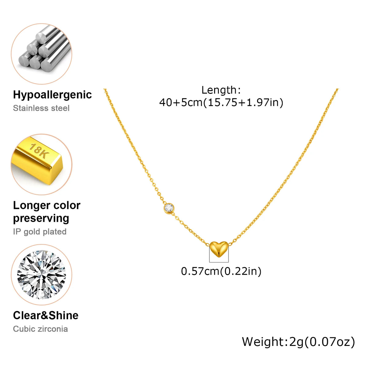 Cubic Zirconia Heart Pendant Necklace