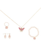 Butterfly Pearl Necklace & Ring Set