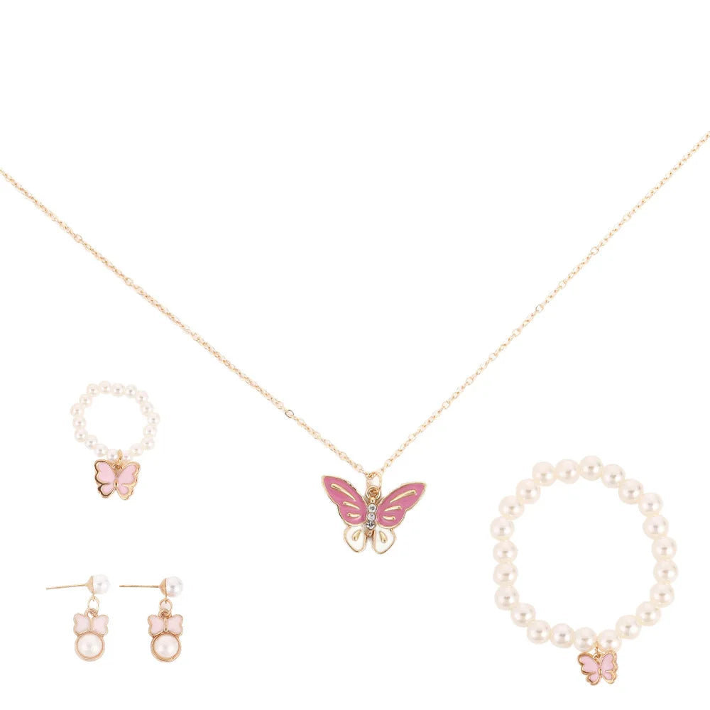 Butterfly Pearl Necklace & Ring Set