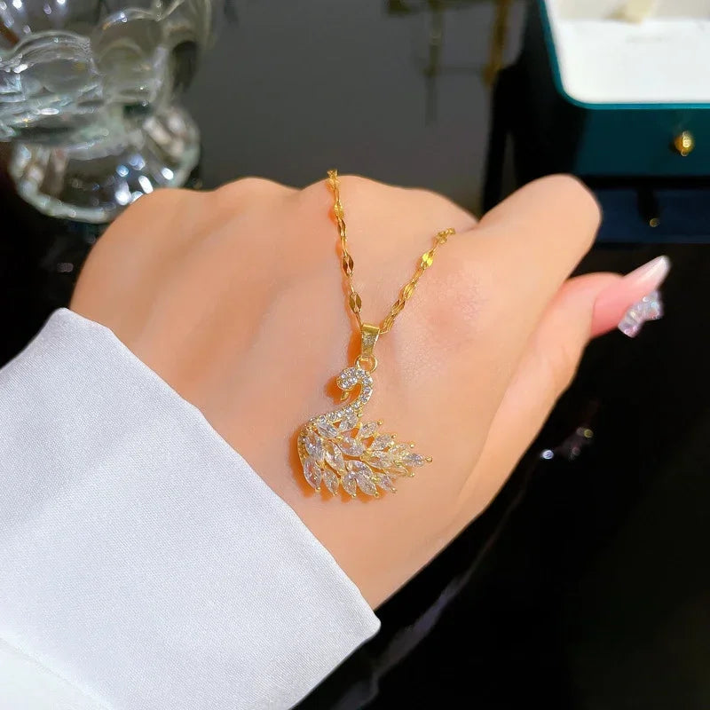 Full Crystal Pink Pendant Necklace