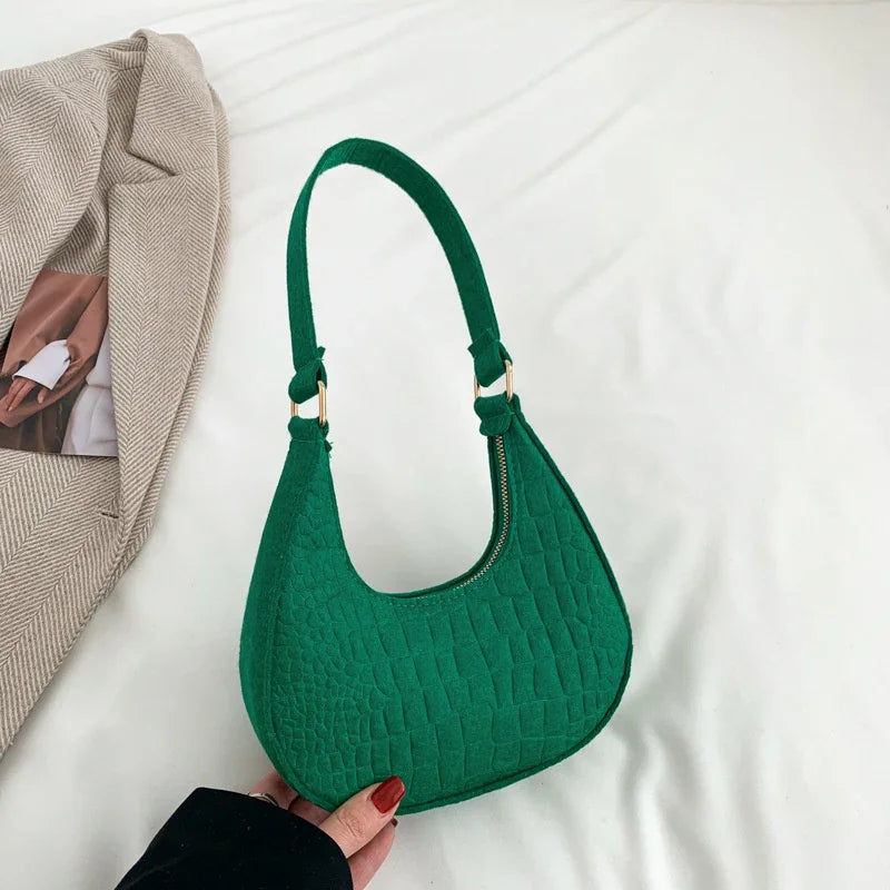 Felt Half-Moon Shoulder Bag