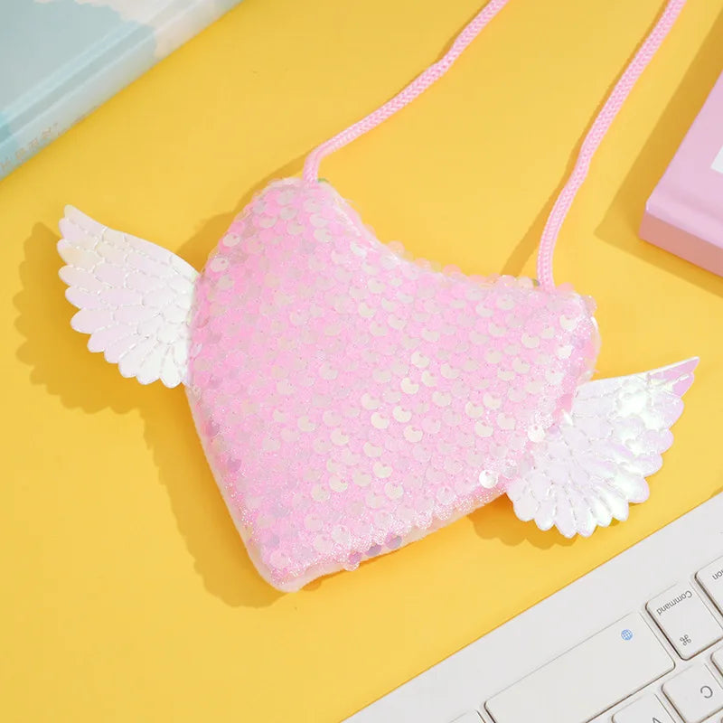 Sequin Heart Coin Shoulder Purse