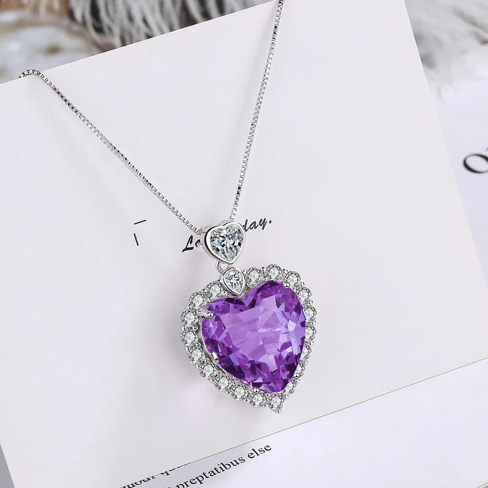 Sterling Silver Purple Pendant Necklace