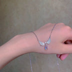 Angel Wings Heart Pendant Necklace