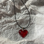 Red Heart Glass Pendant Necklace