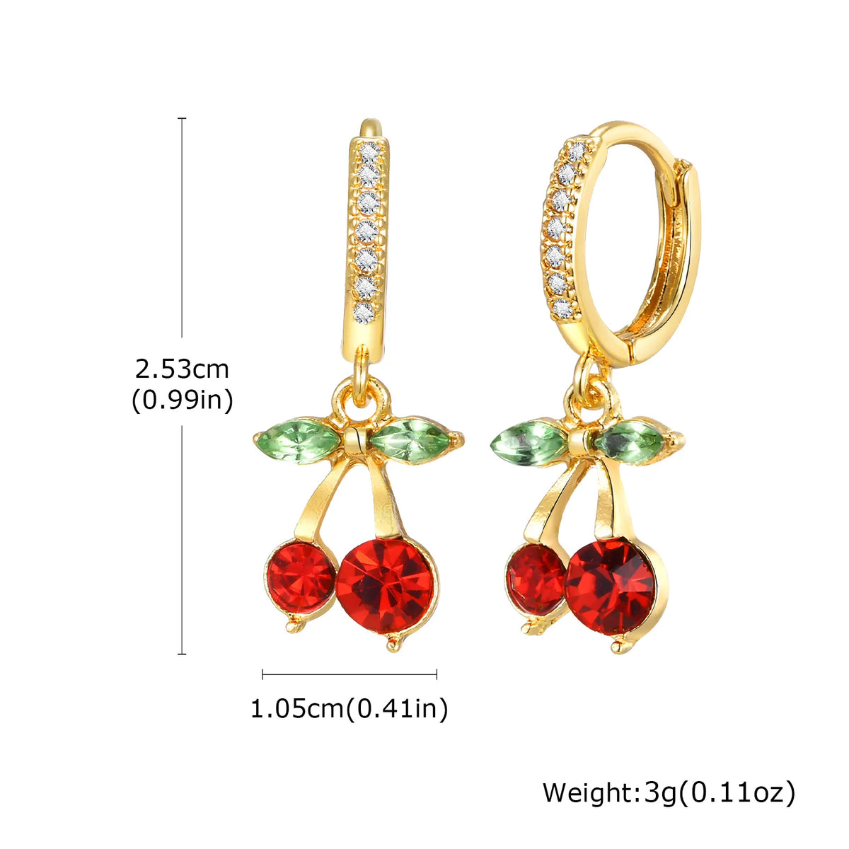 Cherry Zirconia Dangle Earrings