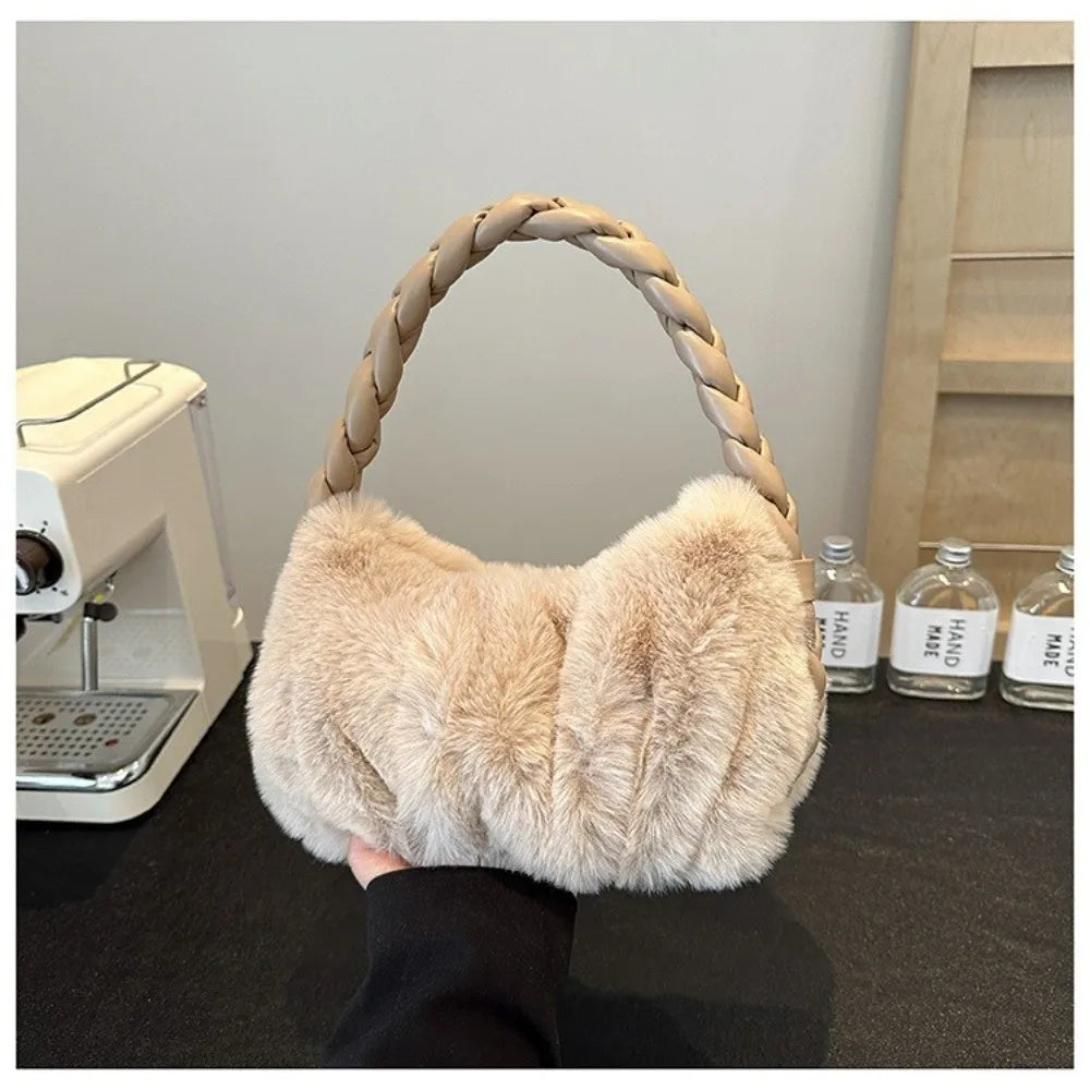 Plush Zip Hobo Shoulder Bag