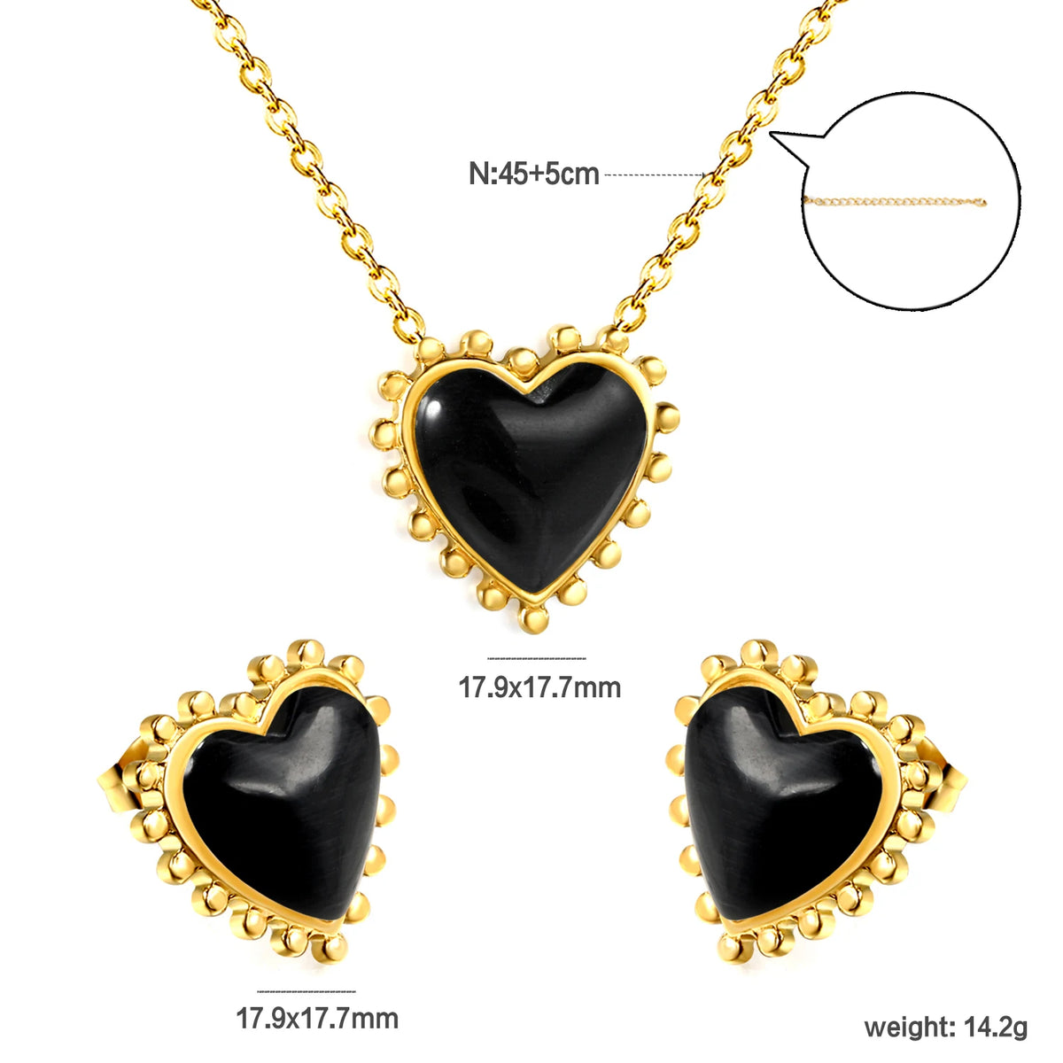 Vintage Heart Necklace & Earring Set