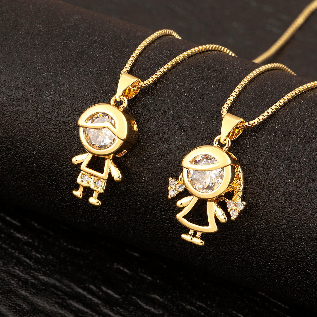 Son Daughter Zircon Pendant Necklace