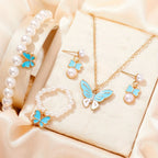 Butterfly Pearl Necklace & Ring Set