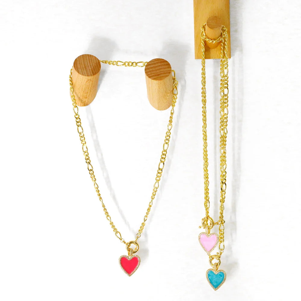 Copper Zircon Colorful Pendant Necklace