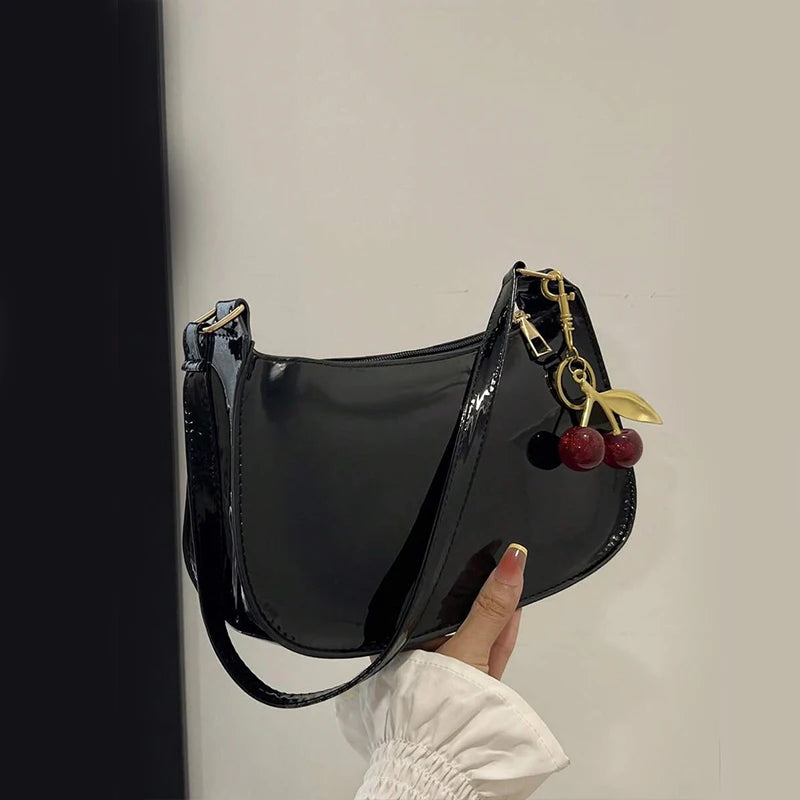 Cherry Pendant Flap Shoulder Bag