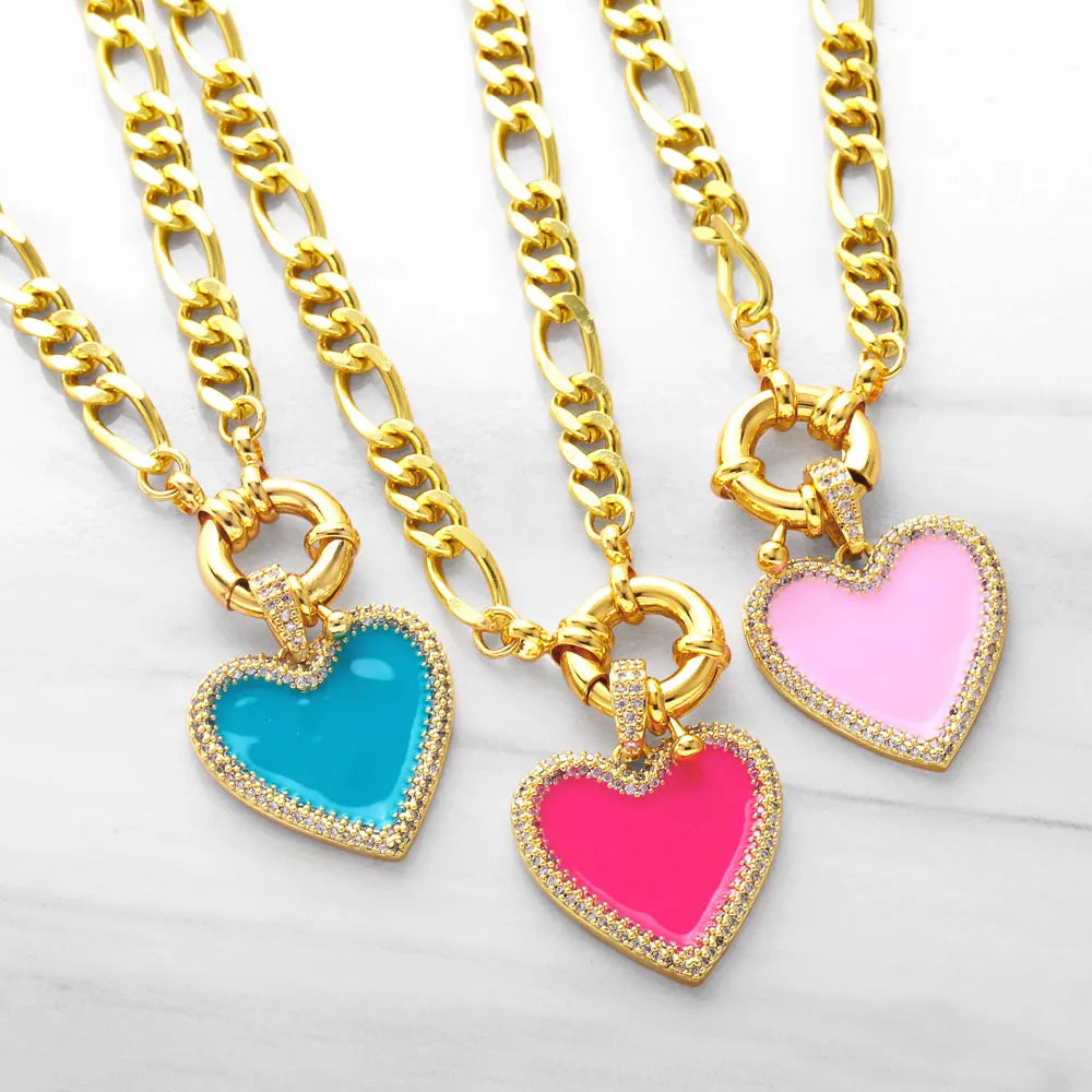 Copper Zircon Colorful Pendant Necklace