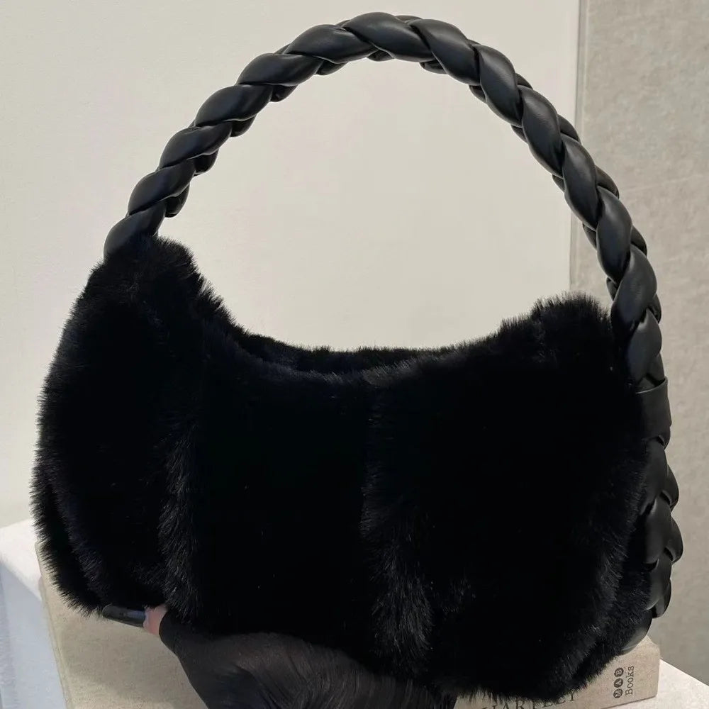 Plush Zip Hobo Shoulder Bag