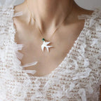 White Shell Swallow Pendant Necklace