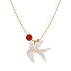 White Shell Swallow Pendant Necklace