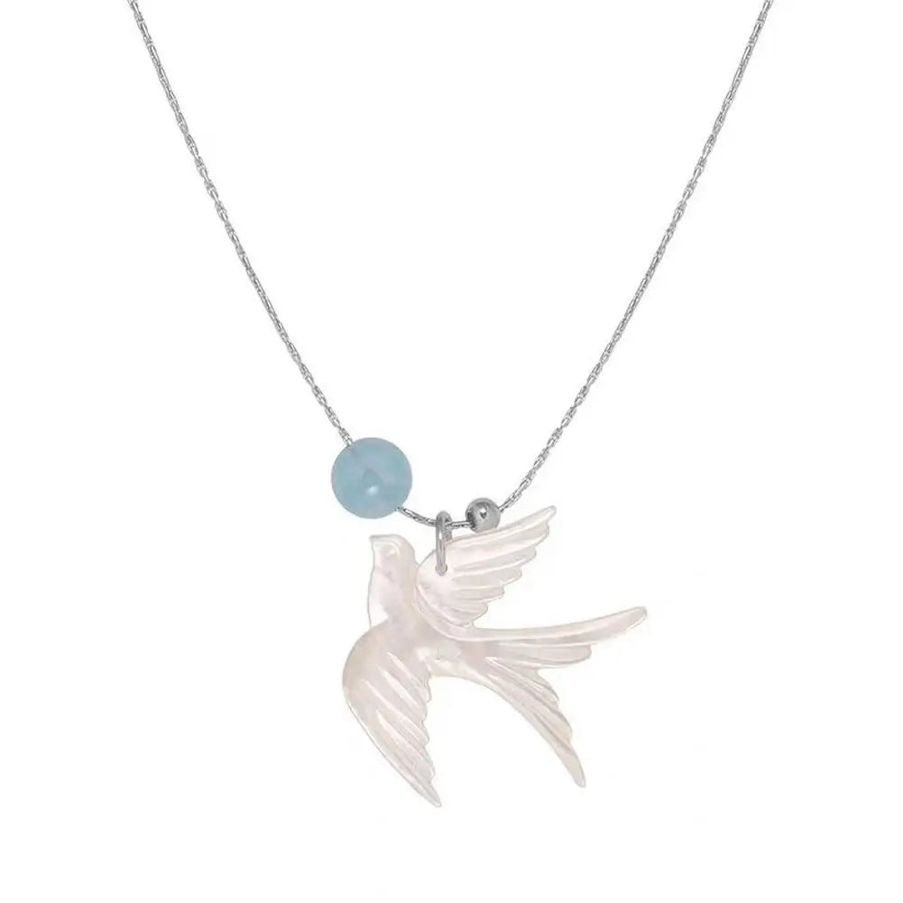 White Shell Swallow Pendant Necklace