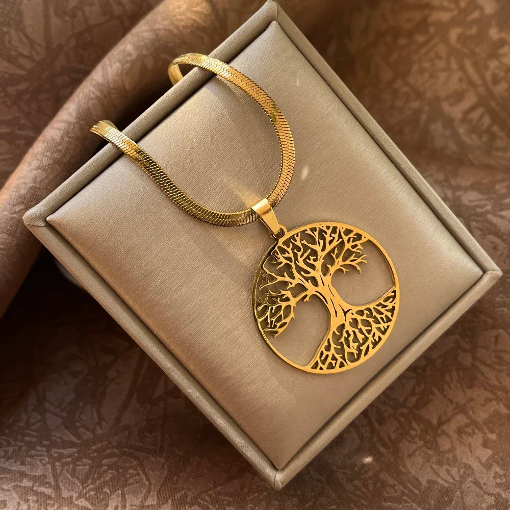 Tree Life Rhinestone Pendant Necklace