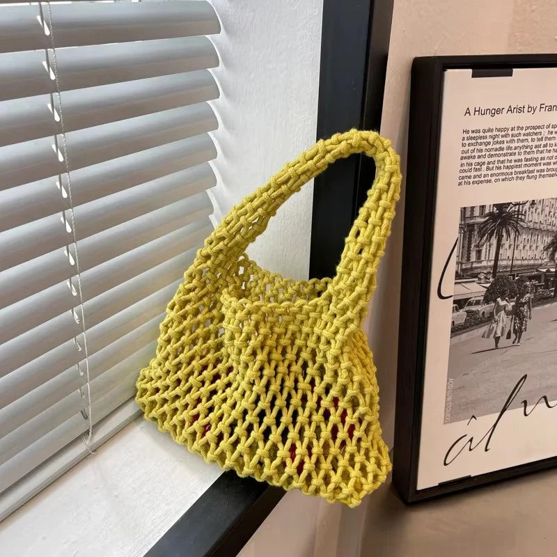 Hollow-Out Woven Shoulder Bag