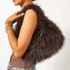 Faux Fur Chain Handbag
