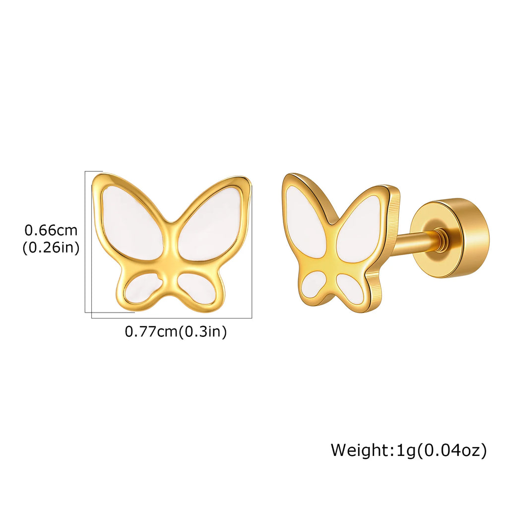 Pink Enamel Butterfly Earrings