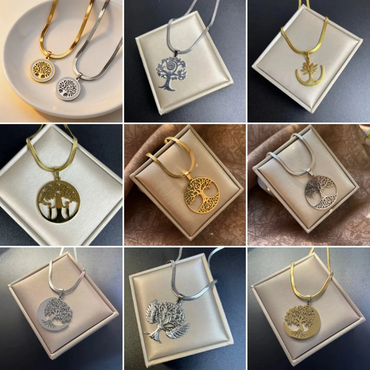 Tree Life Rhinestone Pendant Necklace