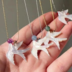 White Shell Swallow Pendant Necklace
