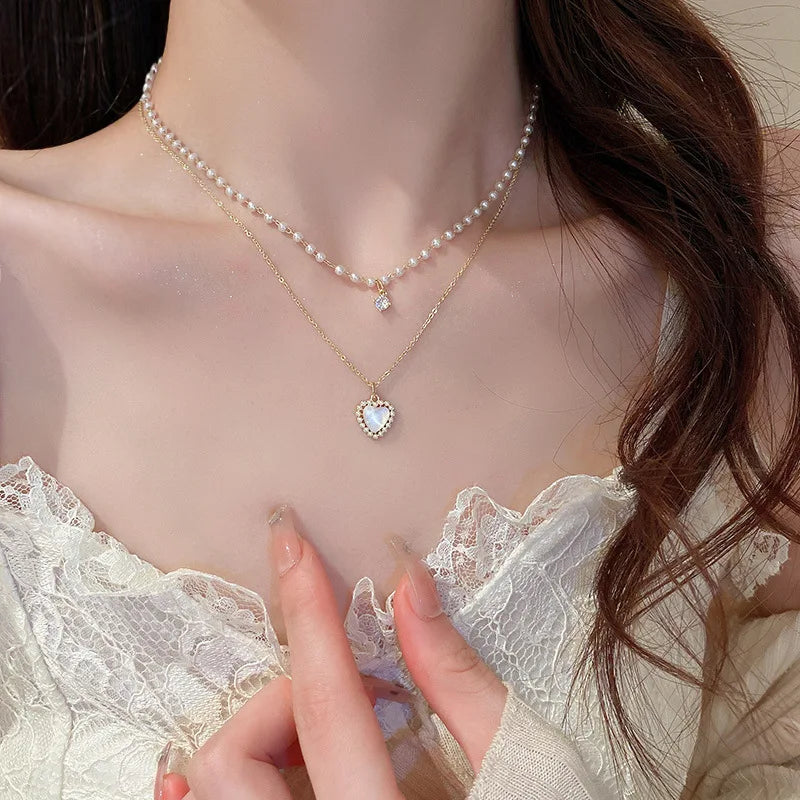 Angel Wings Heart Pendant Necklace