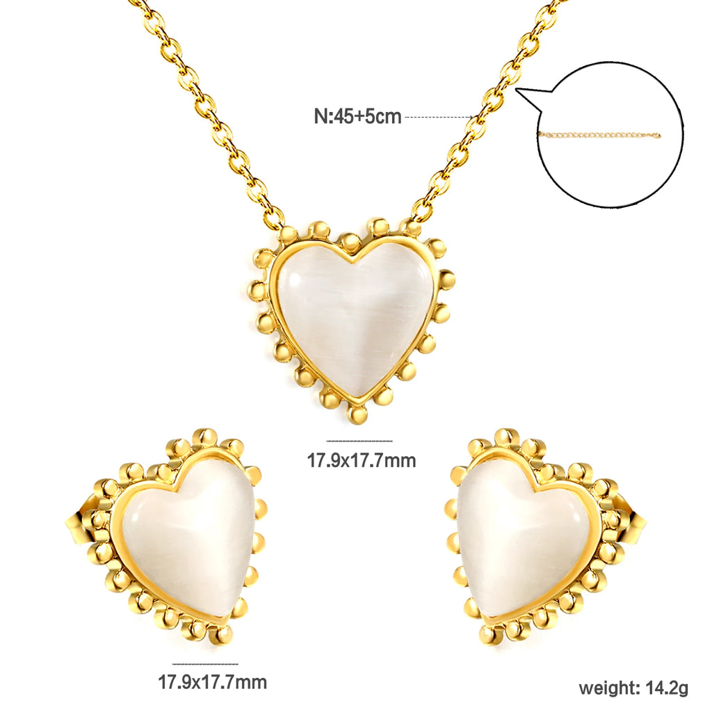 Vintage Heart Necklace & Earring Set