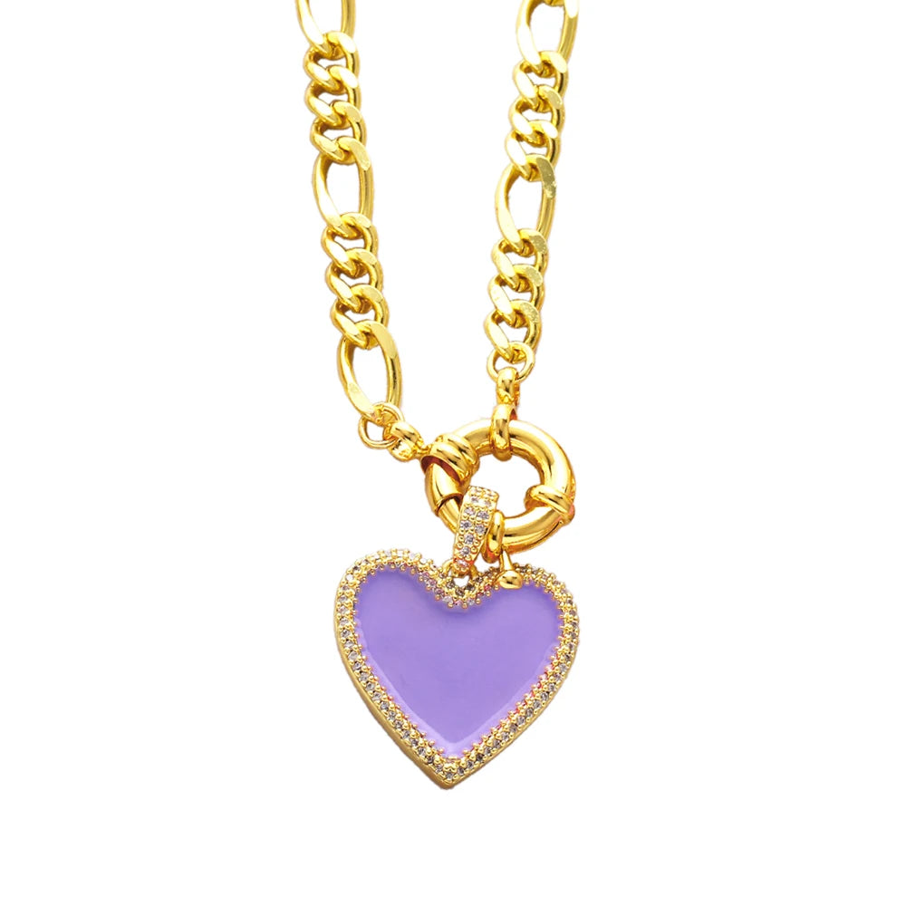 Copper Zircon Colorful Pendant Necklace