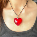 Red Heart Glass Pendant Necklace