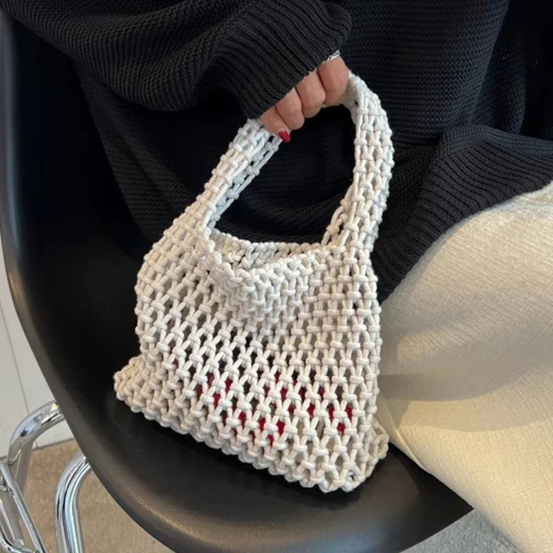 Hollow-Out Woven Shoulder Bag