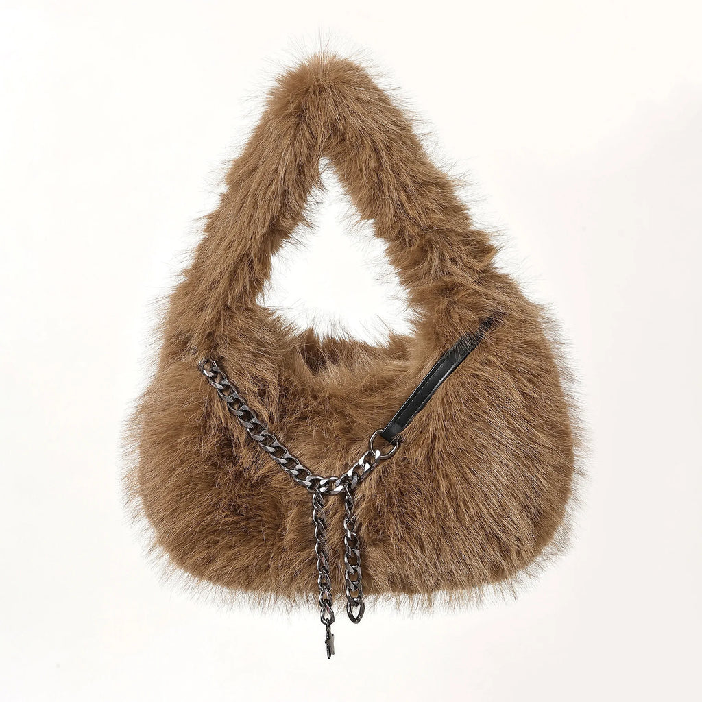 Faux Fur Chain Handbag