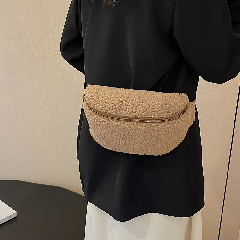 Lamb Wool Crossbody Chest Bag