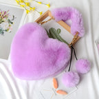 Faux Rabbit Fur Heart Crossbody Bag
