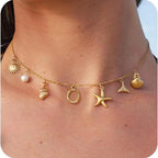 Gold Letter Copper Pendant Necklace