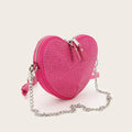 Pink Heart-Shaped Diamond Crossbody Bag