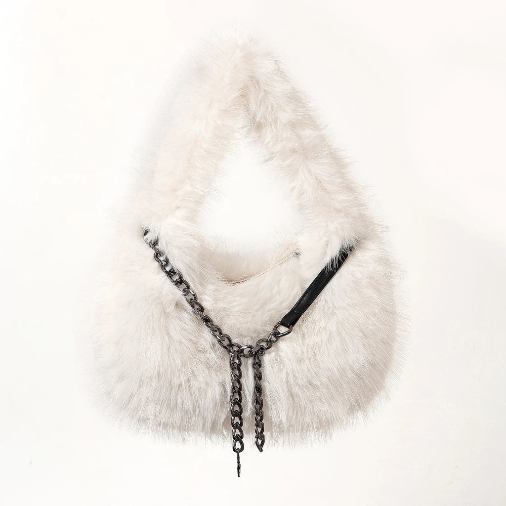 Faux Fur Chain Handbag