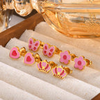 Heart Crown Flower Earrings