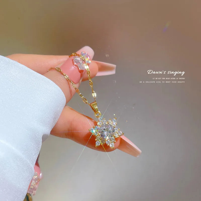 Golden Stainless Steel Pendant Necklace